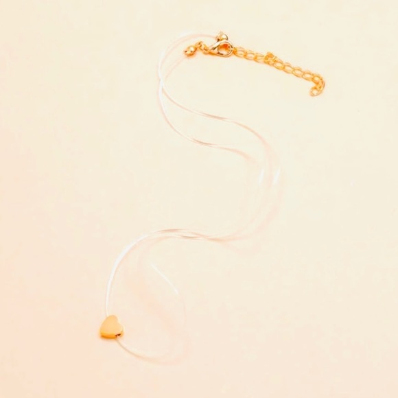 Dainty Choker Heart Gold Clear Necklace - Picture 3 of 4